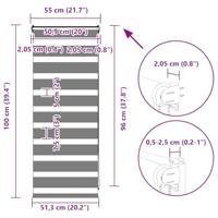 VidaXL Zebra rolgordijn 55x100 cm stofbreedte 50,9 cm donkergrijs - thumbnail