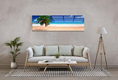 Acrylglas Schilderij - Strand met Palmbomen - 90x60cm