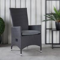 Nohr Verstelbare Tuinstoel 'Davinia' Wicker, kleur Zwart - thumbnail