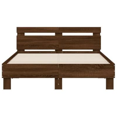 Bedframe met hoofdeinde en LED bruin eikenkleur 120x200 cm