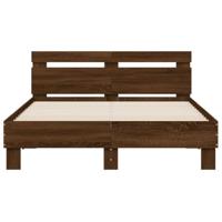 Bedframe met hoofdeinde en LED bruin eikenkleur 120x200 cm - thumbnail