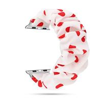 Elastisch scrunchie nylon bandje - Rode stippen - Geschikt voor Apple Watch 44mm / 45mm / 46mm / 49mm - thumbnail
