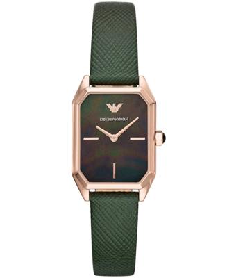 Emporio Armani groen lederen dameshorloge met twee wijzers AR11149 Emporio Armani groen lederen dameshorloge met twee wijzers AR11149