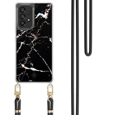Samsung Galaxy A53 hoesje met zwart koord - Marmer zwart