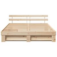 Bedframe met hoofdeinde Bruin 200 x 200 cm Massief grenenhout - thumbnail