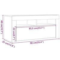Tv-meubel met LED 90x35x40 cm bewerkt hout oud hout - thumbnail