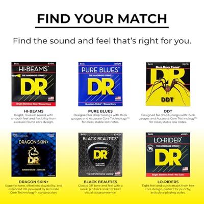 DR Strings FB-45/100 Fat-Beams Light to Medium 45-100 basgitaarsnaren - thumbnail
