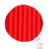 Vilten Onderzetter Strepen Rood (Rond) - thumbnail