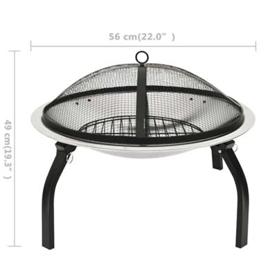 VidaXL Vuurschaal en barbecue 2-in-1 met pook 56x56x49 cm rvs