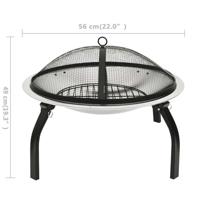 VidaXL Vuurschaal en barbecue 2-in-1 met pook 56x56x49 cm rvs - thumbnail