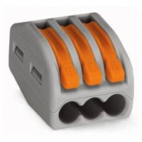 Wago lasklem met hevel 3 polig 0.08-2.5mm² soepel en massief 222-413 (per stuk) - thumbnail