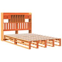 Bed met boekenkast zonder matras grenenhout wasbruin 135x190 cm - thumbnail