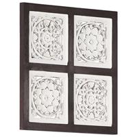 VidaXL Wandpaneel handgesneden 40x40x1,5 cm mdf bruin en wit - thumbnail