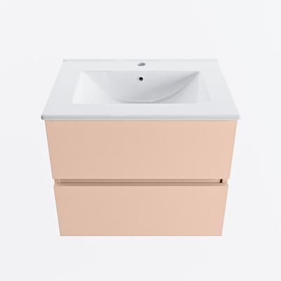 MONDIAZ VICA 60cm badmeubel onderkast Rosee 2 lades. Wastafel DENIA midden 1 kraangat, kleur Glanzend Wit.