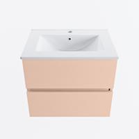 MONDIAZ VICA 60cm badmeubel onderkast Rosee 2 lades. Wastafel DENIA midden 1 kraangat, kleur Glanzend Wit. - thumbnail