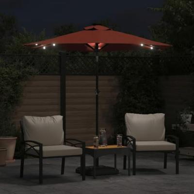VidaXL Parasol met led's en stalen paal 225x225x212 cm terracotta
