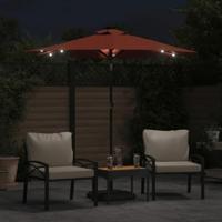 VidaXL Parasol met led's en stalen paal 225x225x212 cm terracotta - thumbnail