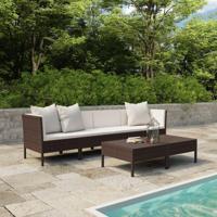 6-delige Loungeset met kussens poly rattan bruin - thumbnail