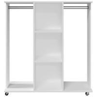 Kledingkast met wielen 102x38x110 cm bewerkt hout wit - thumbnail