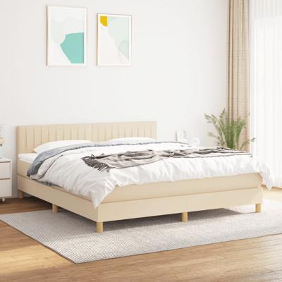 Boxspring met matras stof crèmekleurig 180x200 cm