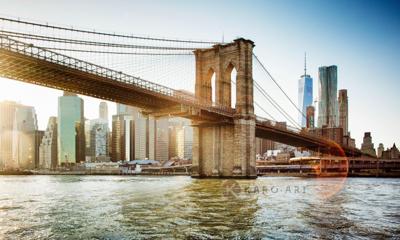 Schilderij - Brooklyn Bridge, New York, Multikleur , 3 maten , Wanddecoratie