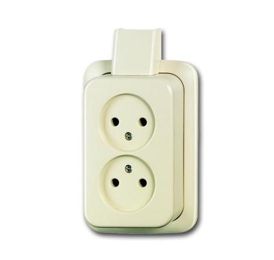 Busch Jaeger opbouw dubbel stopcontact creme