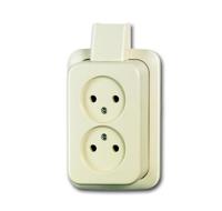 Busch Jaeger opbouw dubbel stopcontact creme - thumbnail