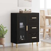 Dressoir met lade Zwart Eiken 69,5 x 34 x 90 cm Bewerkt hout - thumbnail