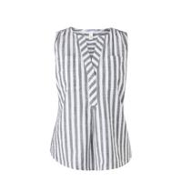 Q/S designed by gestreepte top wit/grijs - thumbnail