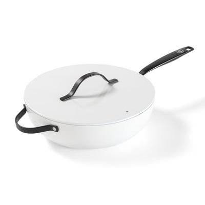 BE Living Wokpan met deksel ø 30 cm - keramische anti-aanbaklaag - PFAS-vrij - geschikt voor alle warmtebronnen - wit