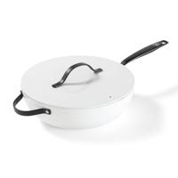 BE Living Wokpan met deksel ø 30 cm - keramische anti-aanbaklaag - PFAS-vrij - geschikt voor alle warmtebronnen - wit - thumbnail