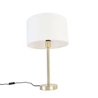 QAZQA Klassieke tafellamp messing met kap wit 35 cm - Simplo - thumbnail