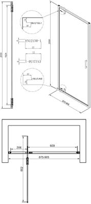 Saqu Rambla draaideur met omkeerbare draairichting 90x200cm mat zwart