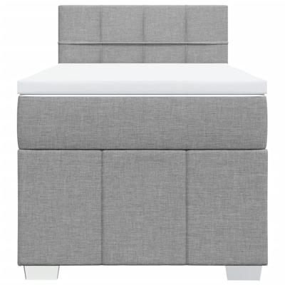 Boxspring met matras stof lichtgrijs 140x200 cm - thumbnail