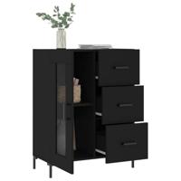 Dressoir 69,5x34x90 cm bewerkt hout zwart - thumbnail