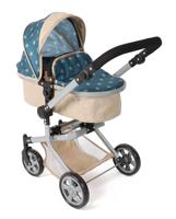 Combi-poppenwagen Mika - Stars Turquoise Beige - thumbnail
