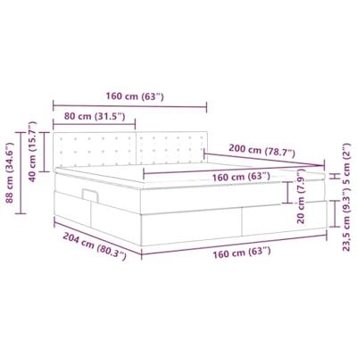 Opbergbed met LED met matras Grijs 160 x 200 cm Nep Leer