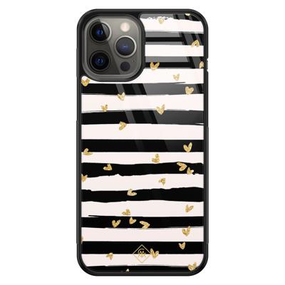 iPhone 12 Pro Max glazen hardcase - Hart streepjes
