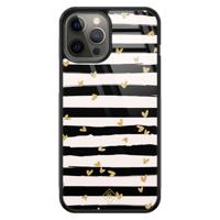 iPhone 12 Pro Max glazen hardcase - Hart streepjes - thumbnail