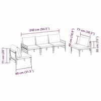 Tuinbankenset met kussen 5 pcs Zwart Staal - thumbnail