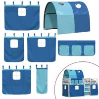 Stapelbed met gordijnen 80x200 cm massief grenenhout blauw - thumbnail