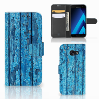 Samsung Galaxy A5 2017 Book Style Case Wood Blue - thumbnail