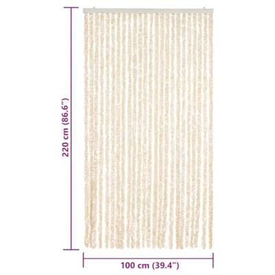 VidaXL Vliegengordijn 100x220 cm chenille beige en wit