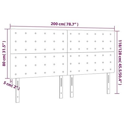 Hoofdbord LED 200x5x118/128 cm stof lichtgrijs