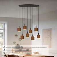 Metaal kroonluchter - Industrie hanglamp - Zwart - Met 8 pcs lampvoeten - Ontworpen voor Eetkamer en Slaapkamer - 100 x 30 x 117.5cm - set met E27 Lamphouder - voor Lampenkap met Doorsnede max 15cm - Gloeilamp Niet Inbegrepen - thumbnail