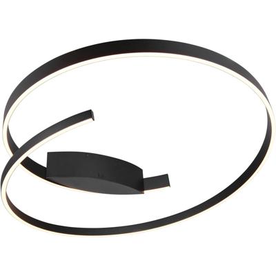 LED Plafondlamp - Cinque Cinardi - 1 Lichtpunt van 48 Watt - Dimbaar - Aanpasbare Lichtkleur - Mat Zwart - Metaal