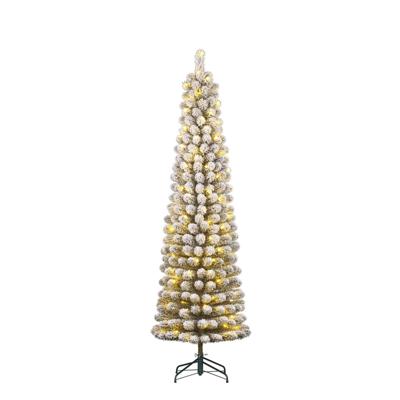 Kunstkerstboom Charlton pilar groen frosted H215 x dia. 56 cm met 160 LED warm wit Black Box - Black box