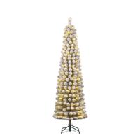 Black Box Trees Charlton Pilar verlichte kerstboom besneeuwd groen 215cm - 160 lampjes - thumbnail