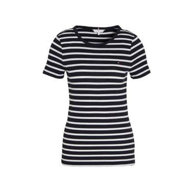 Tommy Hilfiger gestreept ribgebreid T-shirt donkerblauw/wit