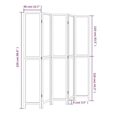 Kamerscherm met 5 panelen massief paulowniahout donkerbruin Kamerscherm met 5 panelen massief paulowniahout donkerbruin